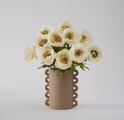 Anemone Bundle Cream + Ceramic Loop Vase